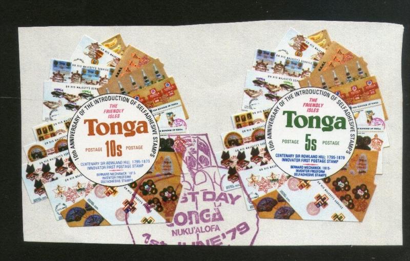 Tonga 1980 5s+10s Rowland Hill Stamp on Stamp Odd Shaped Set Used # 1625