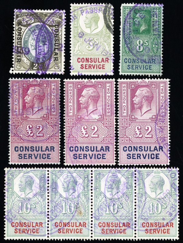 Great Britain Stamps Lot Of 10 Revenues