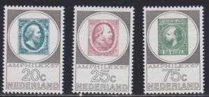 Netherlands # 448-450, AMPHILEX 67, STamp on Stamp, Hinged, 1/3 Cat