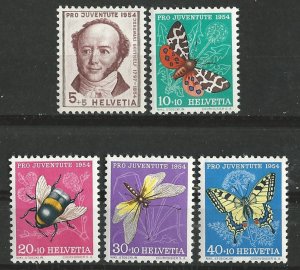 Switzerland # B237-41  Insects & Butterflies  (5) Unused VLH