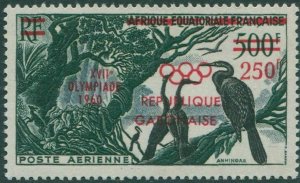 Gabon 1960 SG165 250f on 500f 1960 Olympics ovpt birds MLH