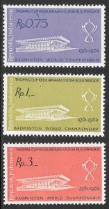 INDONESIA 1961 BADMINTON CHAMPIONSHIPS Set Sc 517-519 MNH