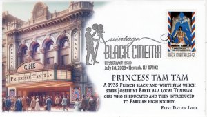 AO-4338-2 Vintage Black Cinema, First Day Cover, Pictorial Cancel, Add-on Cachet