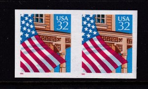 1995 Imperforate coil pair Sc 2913a 32c Flag over Porch error MNH (D5