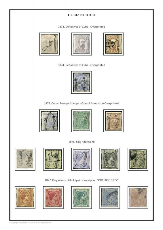 Puerto Rico 1878 - 1900 PDF (DIGITAL) STAMP ALBUM PAGES