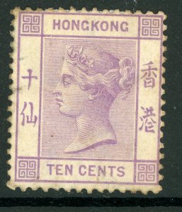 China 1880 Hong Kong 10¢ Violet QV Wmk CCC Scott 14 Mint C176
