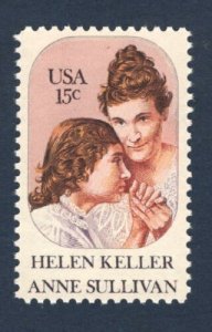 1980 Helen Keller & Anne Sullivan Single 15c Postage Stamp, Sc# 1824, MNH, OG