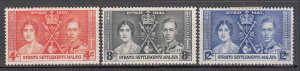 Straits Settlements - 1937 Coronation Sc# 235/237 - MH (7436)