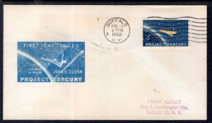 US 1193 Project Mercury Unknown Typed FDC