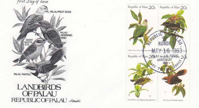 Palau # 8a, Landbirds of Palau, First Day Cover