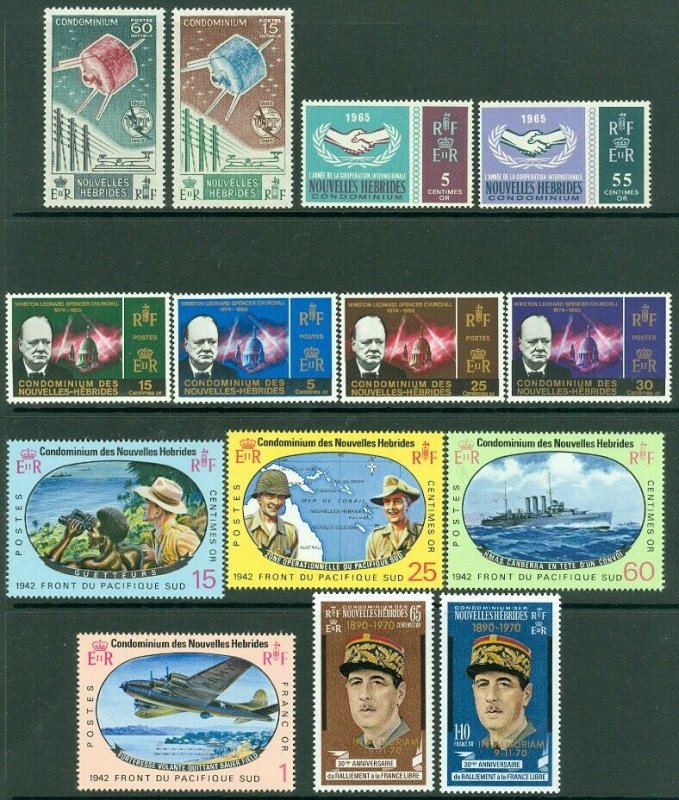 EDW1949SELL : FRENCH NEW HEBRIDES 1965-70 Scott #124-31, 139-42, 158-59. Cat $74