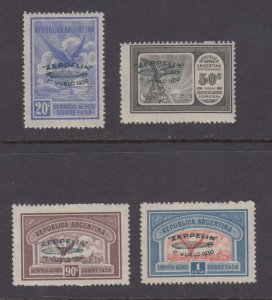 ARGENTINA 1930 GRAF ZEPPELIN Sc C25-C28 GJ 665-668 GREEN OVPTS MNH CV$98.00