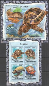 HM0909 2018 CENTRAL AFRICA TURTLES MARINE LIFE REPTILES FAUNA #7575-9+BL1716 MNH