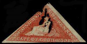 SOUTH AFRICA - Cape of Good Hope SG5a, 1d rose, USED. Cat £300.