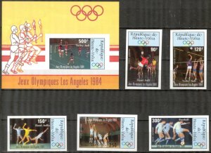 Upper Volta 1984 Olympics Los Angeles Imperf. Mi.929/33B Bl.70B MNH