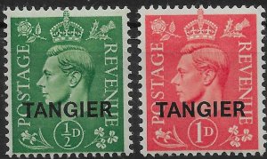 MOROCCO AGENCIES SG251/2 1944 TANGIER OVERPRINTS ON GB MTD MINT