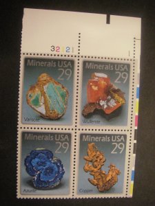 Scott 2700-2703 or 2703a, 29c Minerals, PB4 #32121 1 UR, MNH Commemorative Beaut