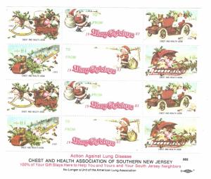 Southern NJ Chest Health Assoc Christmas Cinderella 12 MNH Poster Stamp Seal