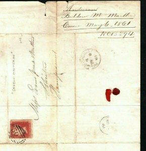 GB WALES Pembrokes Cover 1861 *Carew Mountain* Letter Wife LIGHTMAN Rare MS1732 