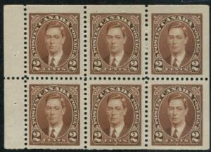 Canada SC# 239b SG# 358b George VI Booklet pane Perf 8 MVLH/MNH