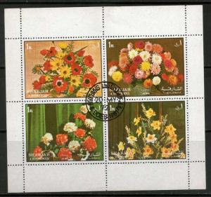 Sharjah - UAE 1972 Flower Bouquet Flora Plant Sheetlet Cancelled # 7692