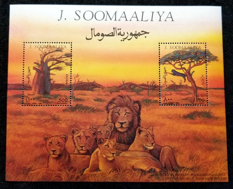 *FREE SHIP Somalia Lions 1994 Tree Flora Fauna Wildlife Big Cat (ms) MNH