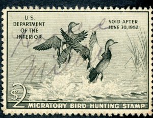 #RW18 – 1951 $2.00 Gadwall Ducks. Used.