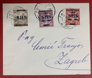 Yugoslavia, Scott #C2L3-2L4, 2L12, on 1918 Cover to Zagreb, 4 Postal Markings