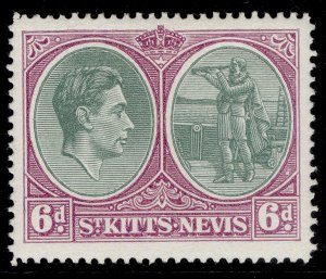 ST KITTS-NEVIS GVI SG74c, 6d green & purple, M MINT. Cat £10.