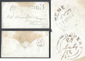 Canada-cover #9849-Stampless-Haldimand- Seneca,CW- Jy 27 1854-B/S-York-Rupert,CW