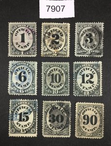 MOMEN: US STAMPS # O47-O53,O55-O56 USED $170  LOT #B 7907