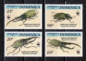 Dominica, Scott cat. 1647-1650. W.W.F.-Beetles issue. ^