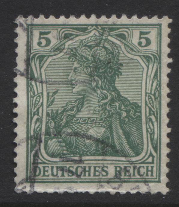 GERMANY. -Scott 67- Definitives -1902 - Used - Green - Single 5pf Stamp1
