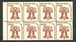 1595c Liberty Bell MNH Booklet Pane of 8