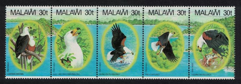 Malawi African Fish Eagle Strip of 5v SG#674-678