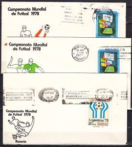 Argentina, 1978 issue. 3 covers for Soccer on Cachet & Canceled Covers. ^ ^