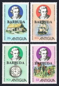 Barbuda 404-407,408,MNH.Mi 460-464,Bl.46 James Cook-200,1979.Sailing ship.