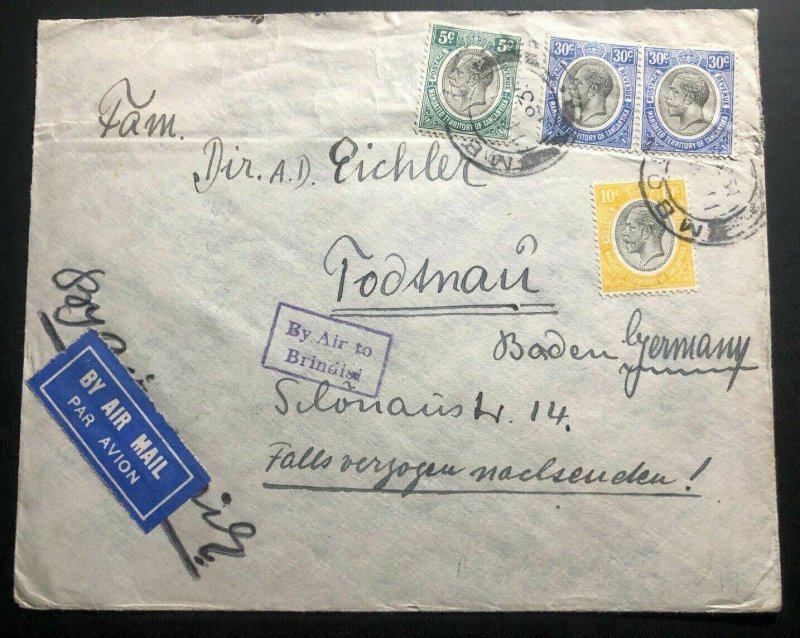 1935 Mbosi Kenya Last Northbound Flight Cover FFC To Todtnau Germany