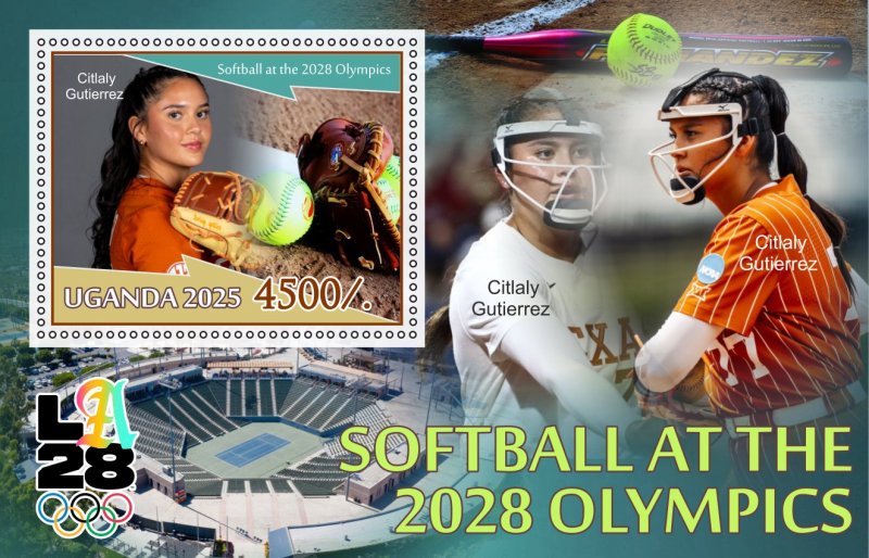 Stamps. Olympic Games 2028. Softball 2025 year 8 sheets perforated