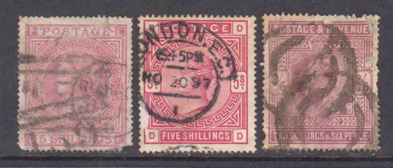 GREAT BRITAIN SC 57, 108, 139 CANCELS $1,000 SCV HIGH VALUES COLLECTION LOT