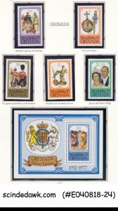 GRENADA - 1977 QEII SILVER JUBILEE - SET OF 5-STAMPS & 1-M/S MNH