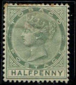 Tobago SC# 15 Victoria 1/2d MH wmk2 toned perf at top