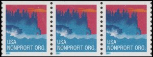 US 3775 Sea Coast Nonprofit 5c coil strip BCA (3 stamps) MNH 2003