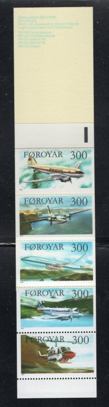 Faroe Islands Sc 138a 1985 Airplanes stamp booklet pane in booklet mint NH