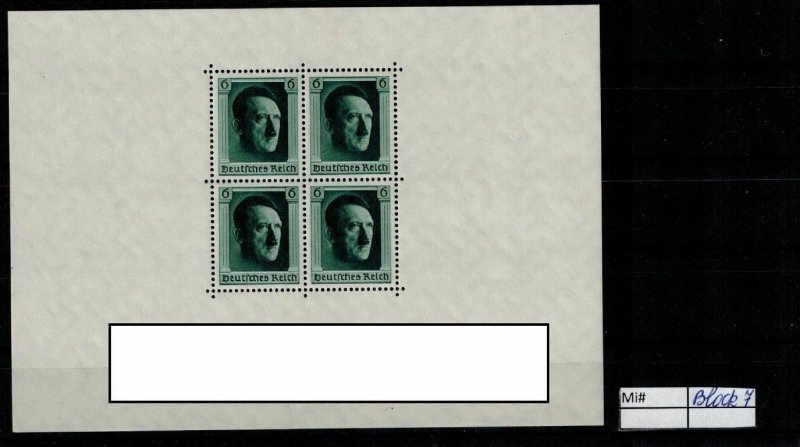 Deutschland Reich TR02 DR Mi Block 7 1941 Reich Postfrisch ** MNH