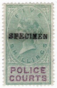 (I.B) QV Revenue : Police Courts 5/- (specimen) 