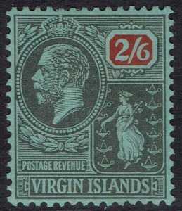 BRITISH VIRGIN ISLANDS 1922 KGV ST URSULA 2/6 WMK MULTI SCRIPT CA