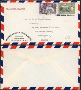 Trinidad and Tobago KGVI 12c and 24c on cover