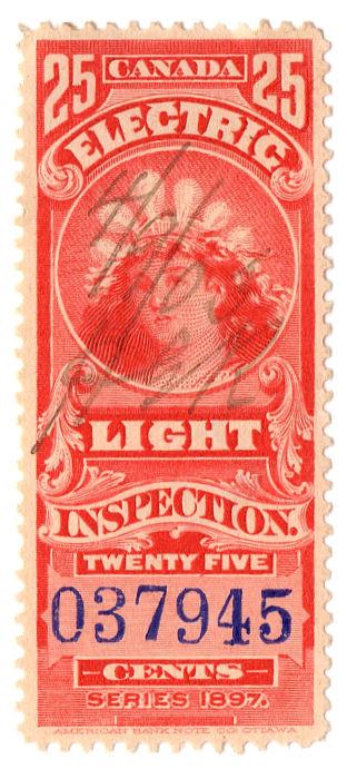 (I.B) Canada Revenue : Electric Light Inspection 25c (carmine)