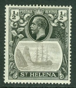 Sg 97a St Helena 1922-37. ½D Grau & Schwarz, Auswahl Broken Mainmast. Fein